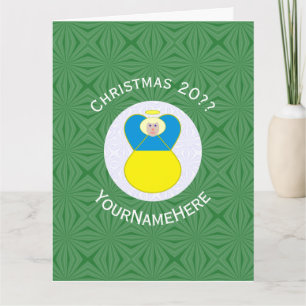 Carte Drapeau de Noël de l'ange ukrainien Texte personna