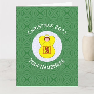 Carte Drapeau de Noël personnalisé à l'ange Lion Rampant