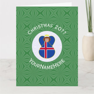 Carte Drapeau de Noël personnalisé d'ange islandais