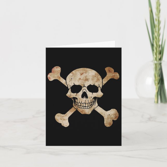 Carte Drapeau de pirate crâne et os croisés Graphique sq (Devant)