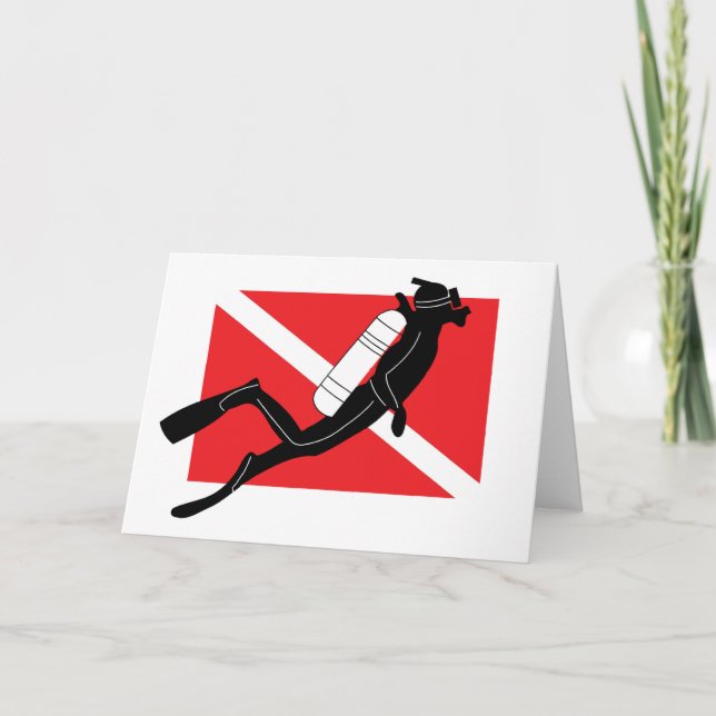 Carte Drapeau De Plongée SCUBA Avec Diver SCUBA Homme (Devant)