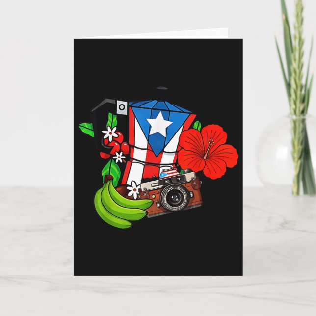 Carte Drapeau de Porto Rico Grenouille Florale Boricua F (Devant)