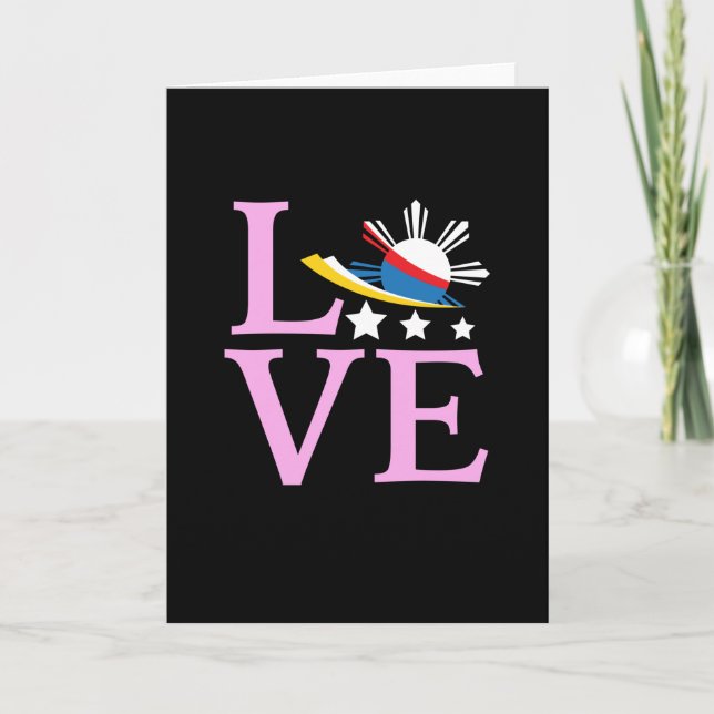 Carte Drapeau des Philippines - Amour rose Filipina (Devant)