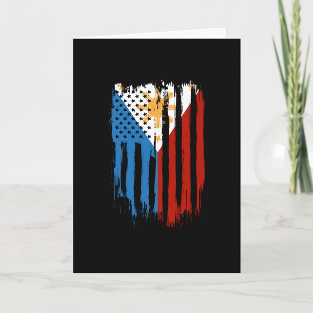 Carte Drapeau des Philippines moitié américain moitié ph (Devant)
