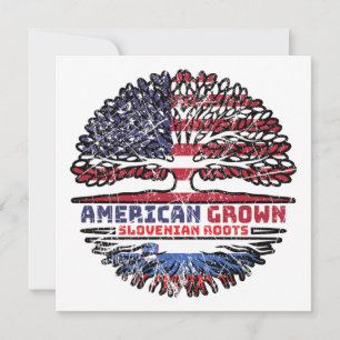 Carte Drapeau des racines d'arbre slovène américaine