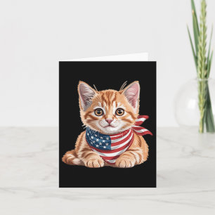 Carte Drapeau d'été de chat mignon États-Unis Jour du So