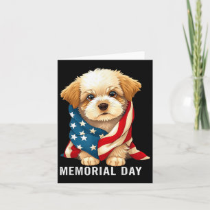 Carte Drapeau d'été de chien mignon États-Unis Jour du s