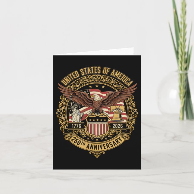 Carte Drapeau du 250e anniversaire de l'Amérique Aigle U (Devant)