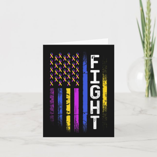 Carte Drapeau du cancer de la vessie jaune violet ruban  (Devant)