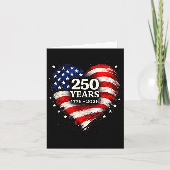 Carte Drapeau du cœur 250 ans de conception de liberté U (Devant)