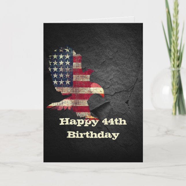 Carte Drapeau et aigle américain pour 44e anniversaire (Devant)