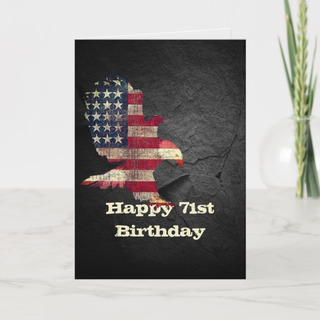 Carte Drapeau et aigle américain pour 71e anniversaire (Devant)