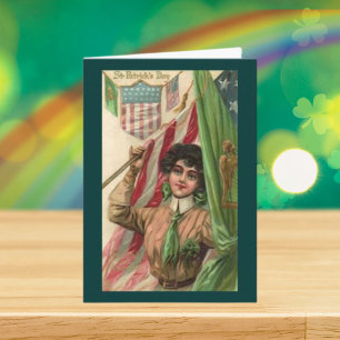 Carte Drapeau et dame de la fête vintage St. Patrick