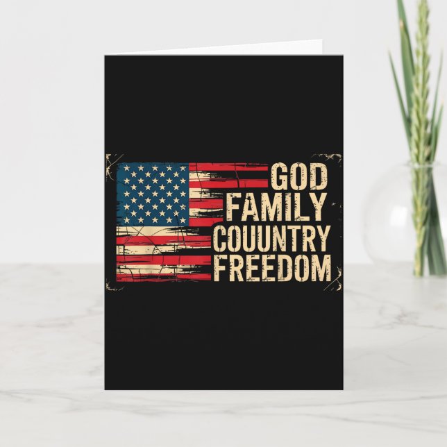 Carte Drapeau États-Unis Liberté Famille Dieu  (Devant)