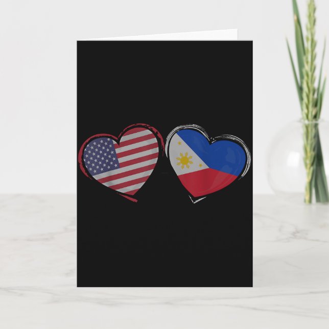 Carte Drapeau États-Unis Philippines Cœur Saint-Valentin (Devant)