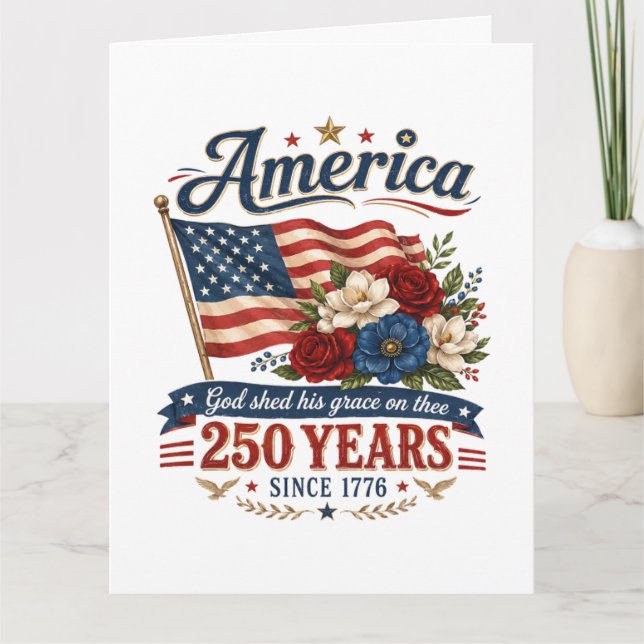 Carte Drapeau Floral 250 Ans d'Amérique (Devant)