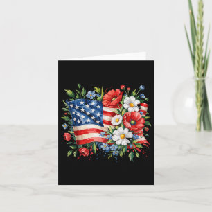 Carte Drapeau Floral Américain Fleurs 4 juillet Patrioti