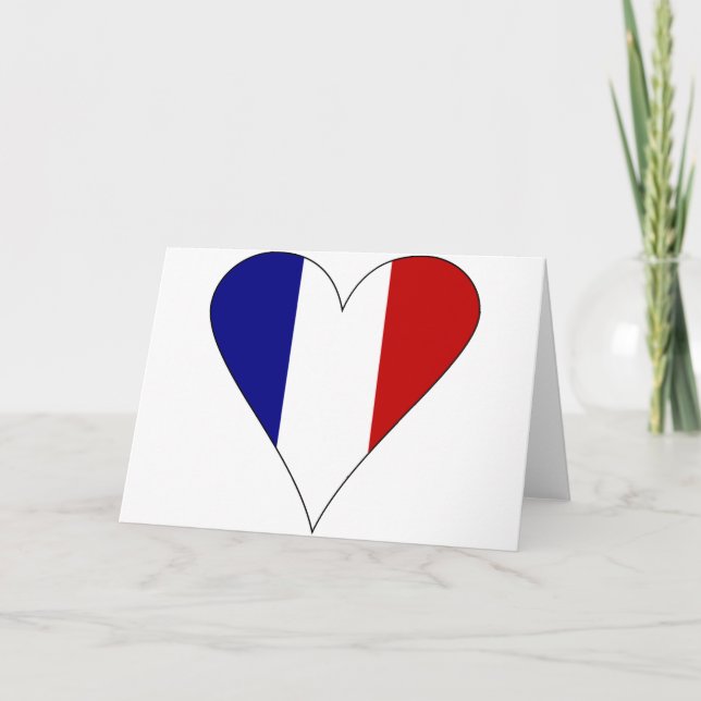 Carte Drapeau français cœur moderne (Devant)