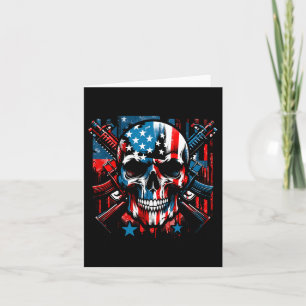 Carte Drapeau Halloween Patriotique Squelette Américain