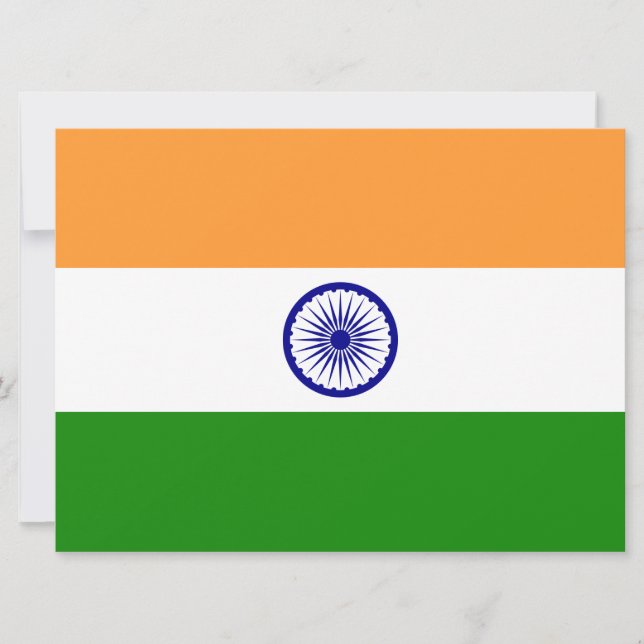 Carte Drapeau indien (Inde) (Pays d'Asie du Sud) (Bharat (Devant)