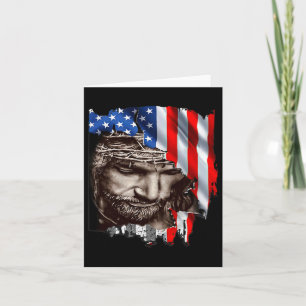 Carte Drapeau Jésus Usa 4 juillet Fête de l'Indépendance