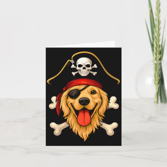Carte Drapeau Jolly Roger de pirate de chien Retriever d (Devant)