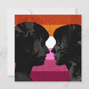 Carte Drapeau lesbien avec deux silhouettes de femmes