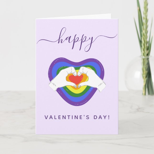 Carte Drapeau LGBTQ Coeur Gay pride Saint Valentin Roman (Devant)