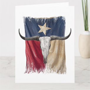 Carte Drapeau Longhorn Taureau Distressé Taurillon