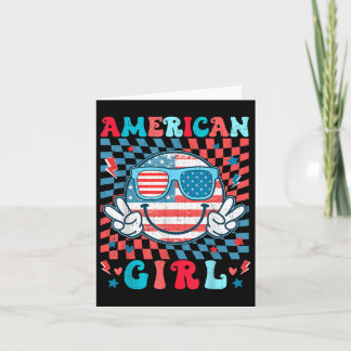 Carte Drapeau mignon Usa Visage À damiers Américaine Fil
