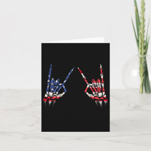 Carte Drapeau Patriotique Usa Skeleton Rock Sur Devil Ho