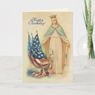 Carte Drapeau religieux Vierge Marie Fête d'anniversaire