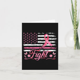 Carte Drapeau Ruban Rose de Sensibilisation au Cancer du