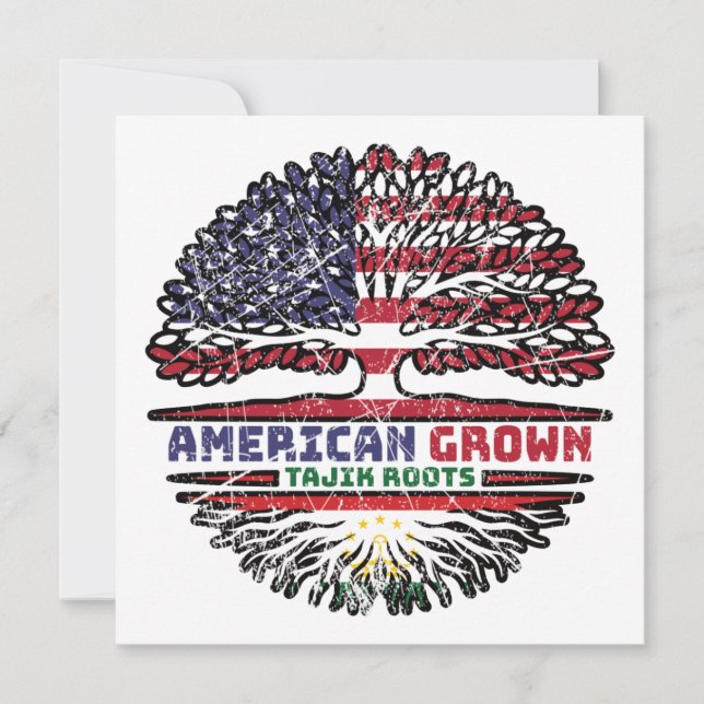 Carte Drapeau tadjik-américain des racines d'arbres (Devant)