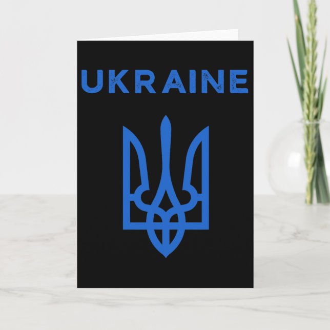 Carte Drapeau Trident Ukrainien de soutien à l'Ukraine T (Devant)