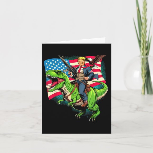 Carte Drapeau Trump Trump Traversant Un T-rex (Devant)