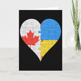 Carte Drapeau ukrainien canadien Cœur Canada Ukraine