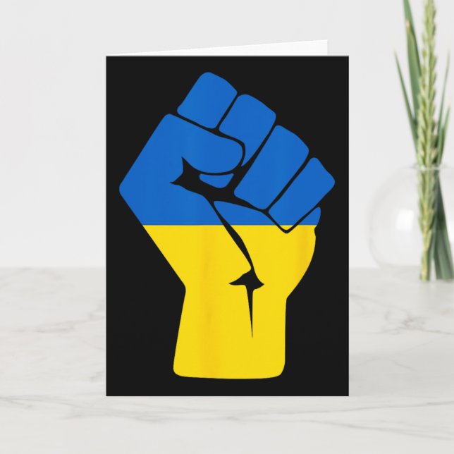 Carte Drapeau ukrainien Ukraine Solidarité Poing levé de (Devant)