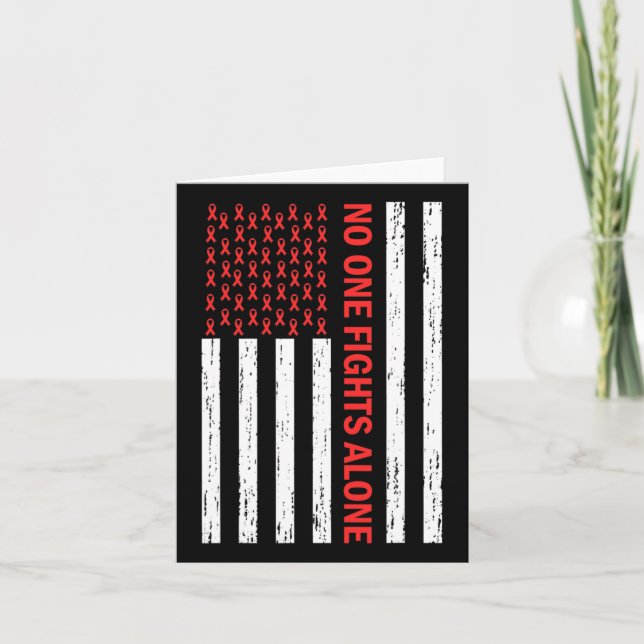 Carte Drapeau US Aucun corps ne combat seul Red Ribbon S (Devant)