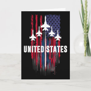 Carte Drapeau Usa Rouge Blanc Bleu Patriotique Avions De