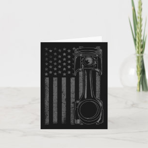Carte Drapeau vintage Américain Piston Funny Muscle Car