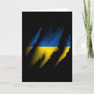 Carte Drapeau Vintage Ukraine Avec Griffe De Tigre Déchi