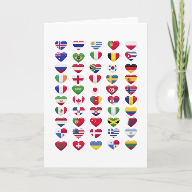 Carte Drapeaux des pays en forme de cœur (Devant)