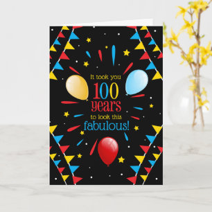 Carte Drapeaux et ballons pour 100e anniversaire fabuleu