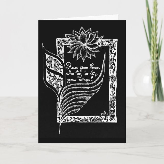 Carte Drapeaux rouges inspirants, citation illustrée (Devant)