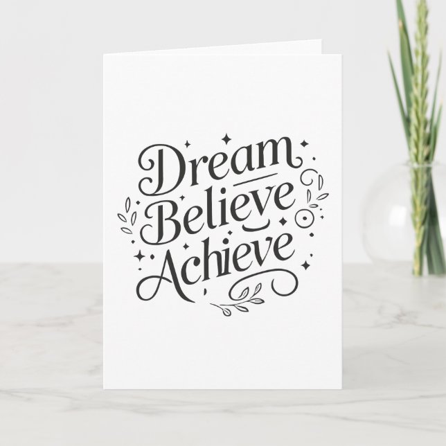 Carte Dream Believe Achieve - Gym, Hustle, Succès (Devant)