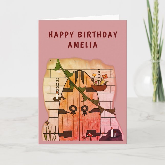 Carte Dream Door Fairy Tale Dessin Fille Anniversaire (Devant)