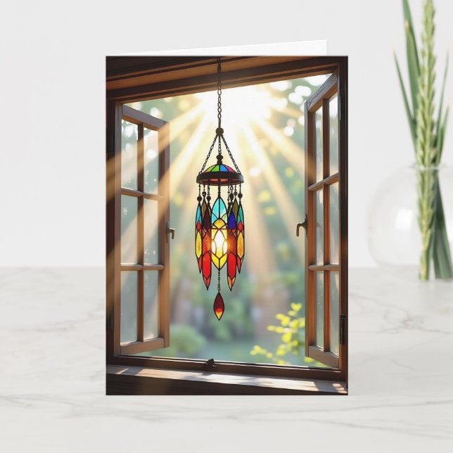 Carte Dreamcatcher en verre tendu dans la fenêtre | Anni (Devant)