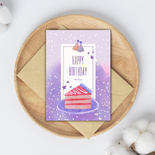 Carte Dreamy Soft Purple Aquarelle Hommage d'anniversair