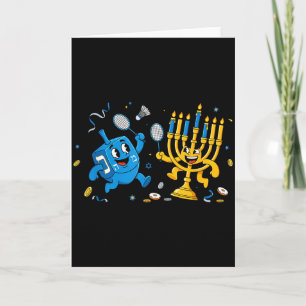 Carte Dreidel de badminton drôle Menorah Hanukkah Enfant